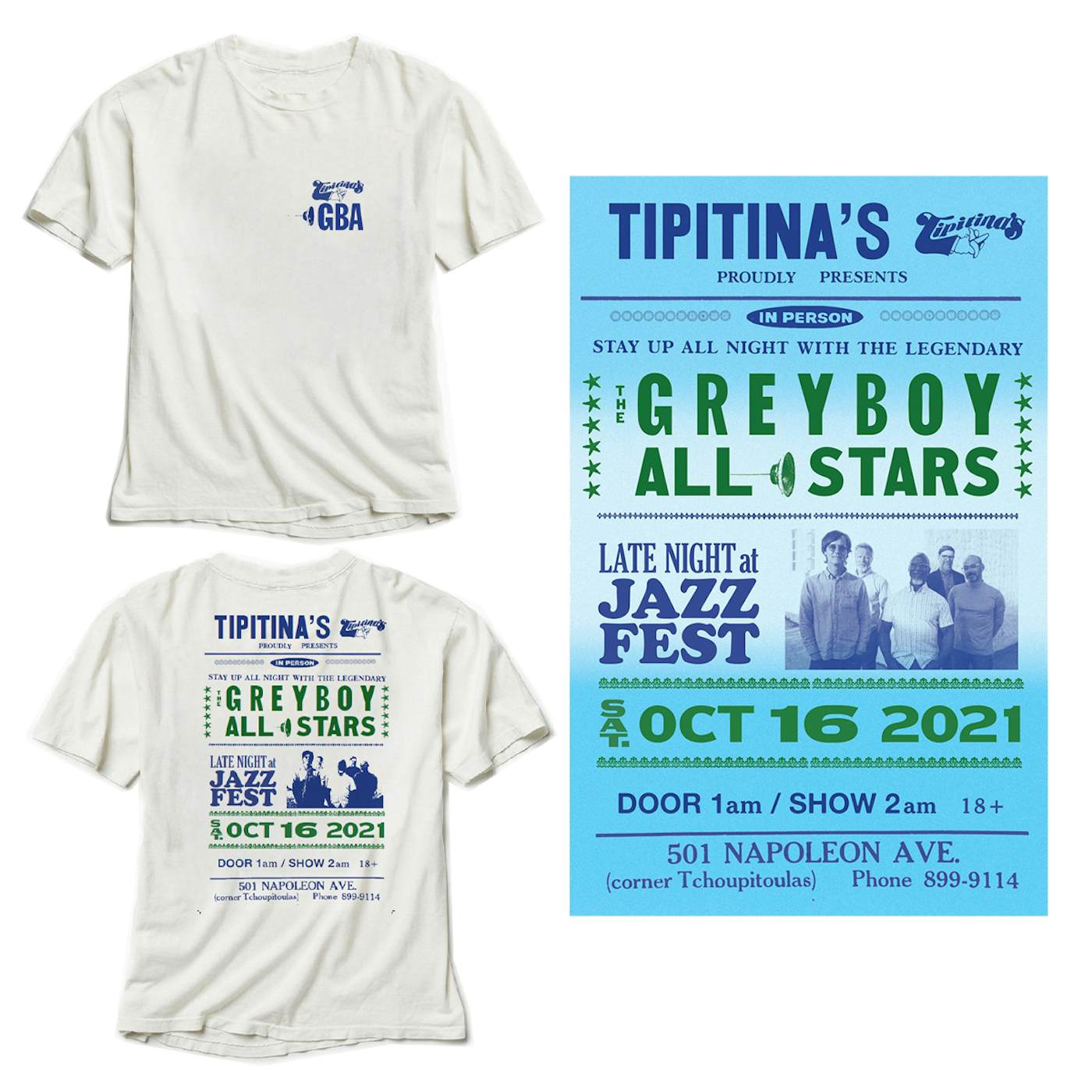 The Greyboy Allstars Tipitina’s 2021 T-Shirt/Poster Bundle