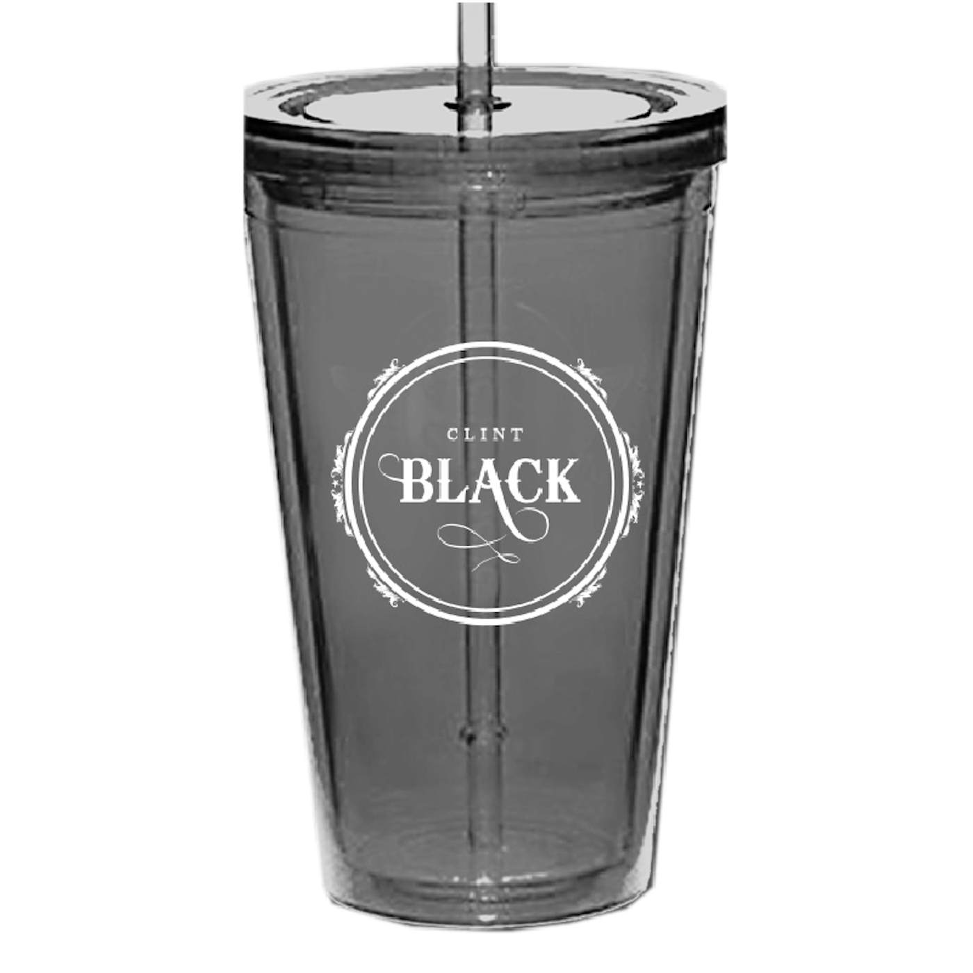Clint Black Acrylic Black Tumbler w/ Straw