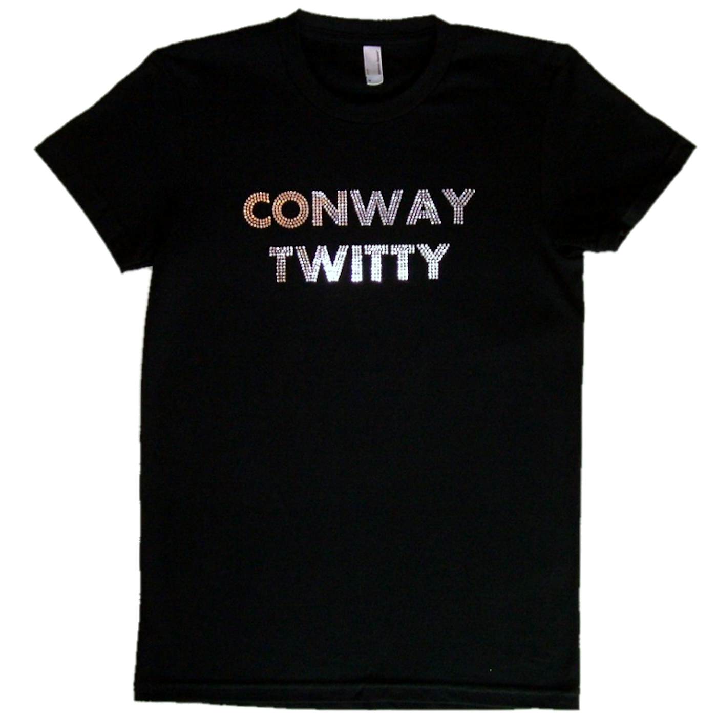 Conway Twitty Ladies Black Tee-Silver
