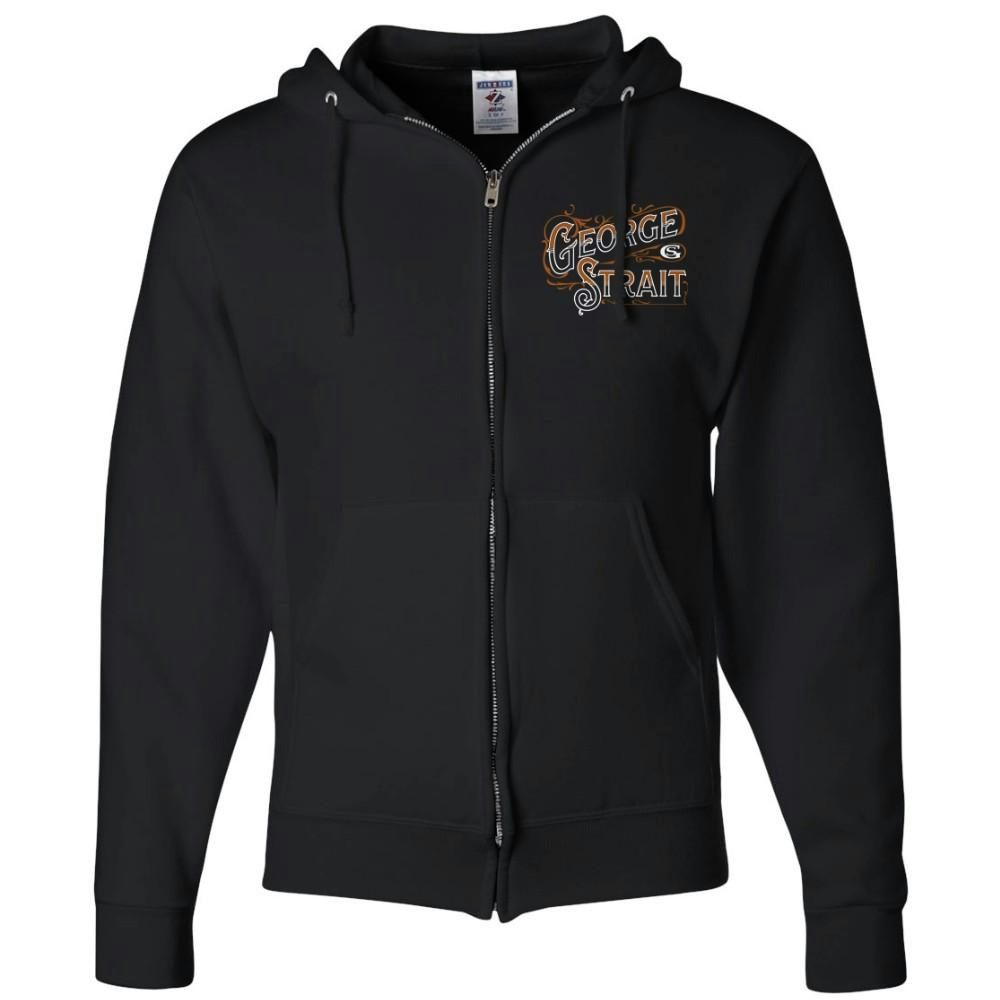 George Strait Zip Up Black Hoodie