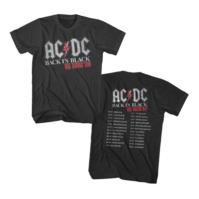 Acdc T Shirt Acdc Back In Black Uk Tour 1980 T Shirt