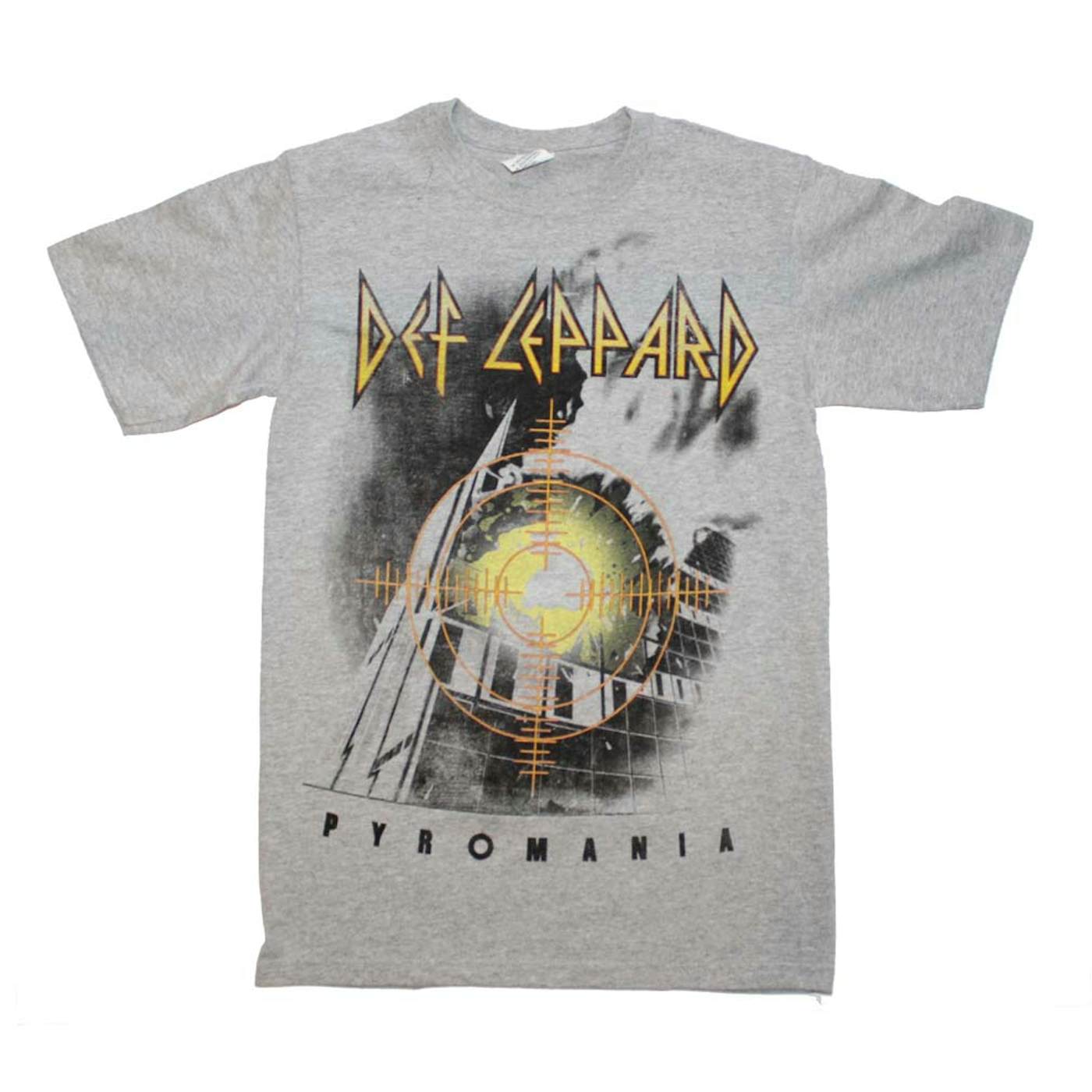 Def Lepaprd T Shirt | Def Leppard Target Pyromania Heather Gray T-Shirt