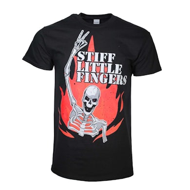 Stiff Little Fingers T Shirt | Stiff Little Fingers Skeleton Flame T-Shirt