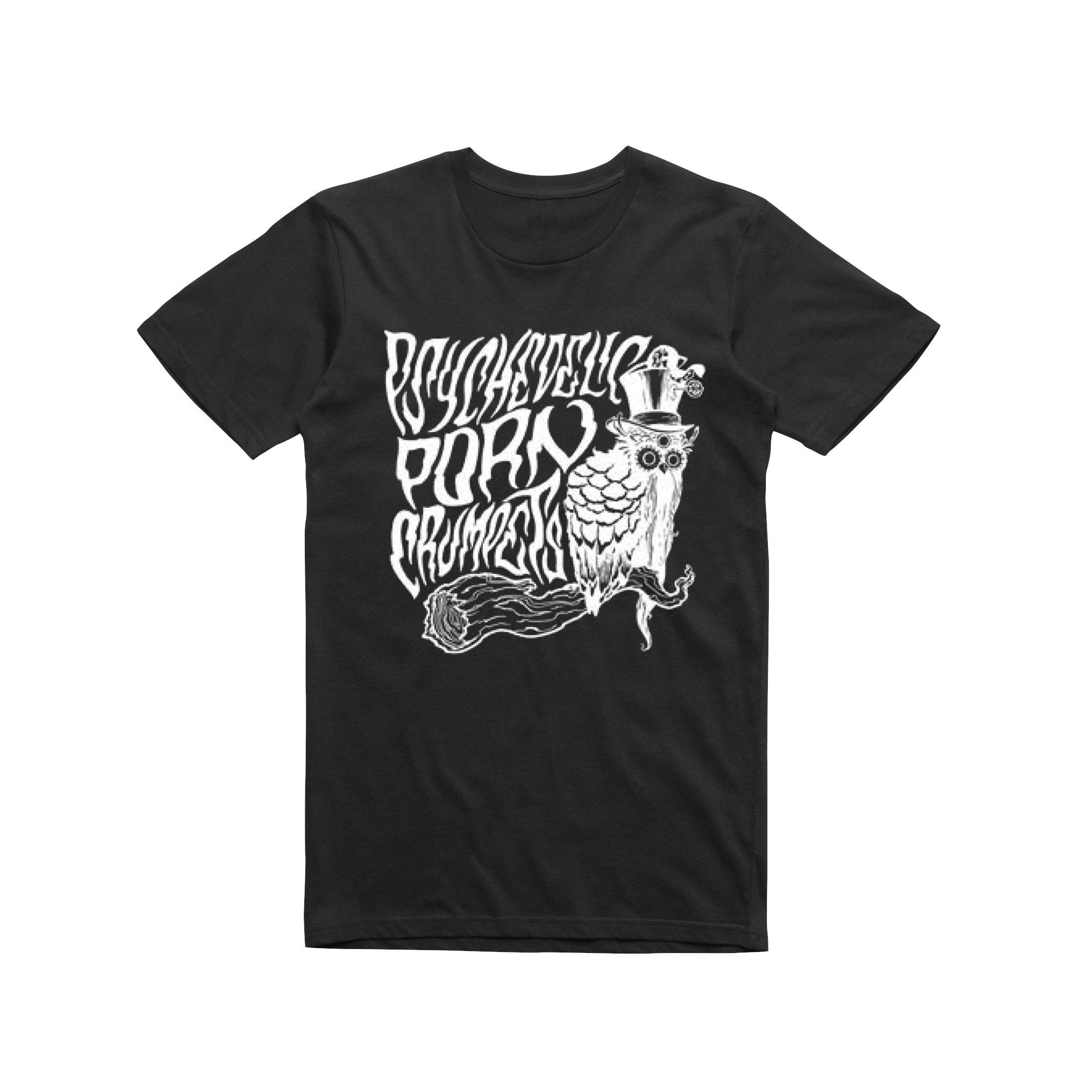 Psychedelic Porn Crumpets Owl / Black T-shirt