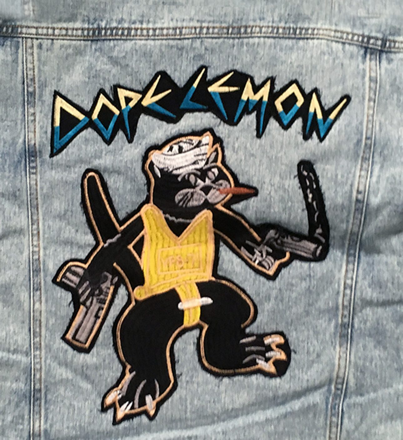 Dope Lemon Gun Cat Denim Jacket