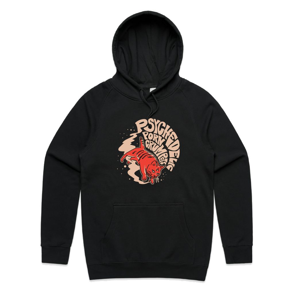 Psychedelic Porn Crumpets Cat / Black Hoodie