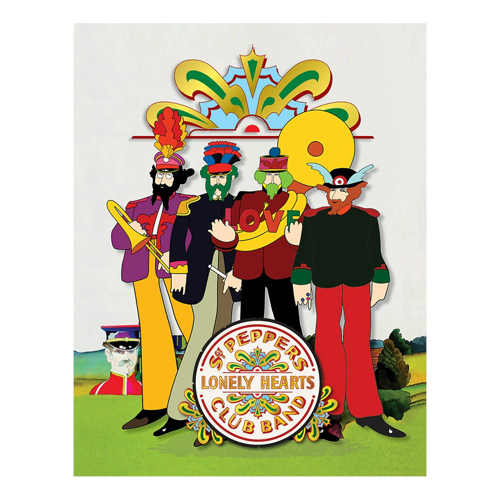 The Beatles Yellow Submarine Pepperland Band with Drumhead 19" x 24" Canvas