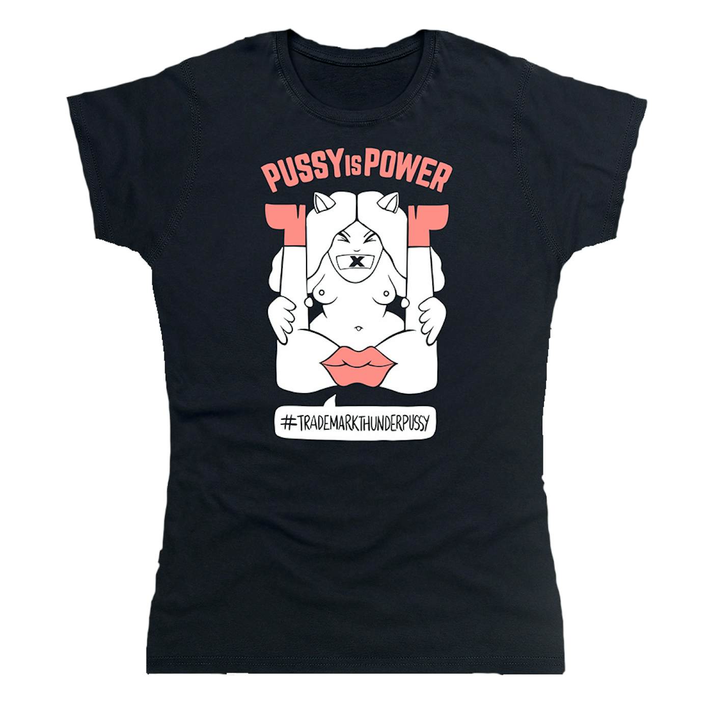 Thunderpussy Ladies Pussy is Power Black + Pink T-Shirt
