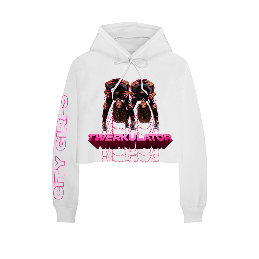City Girls TWERKULATOR CROPPED WHITE HOODIE