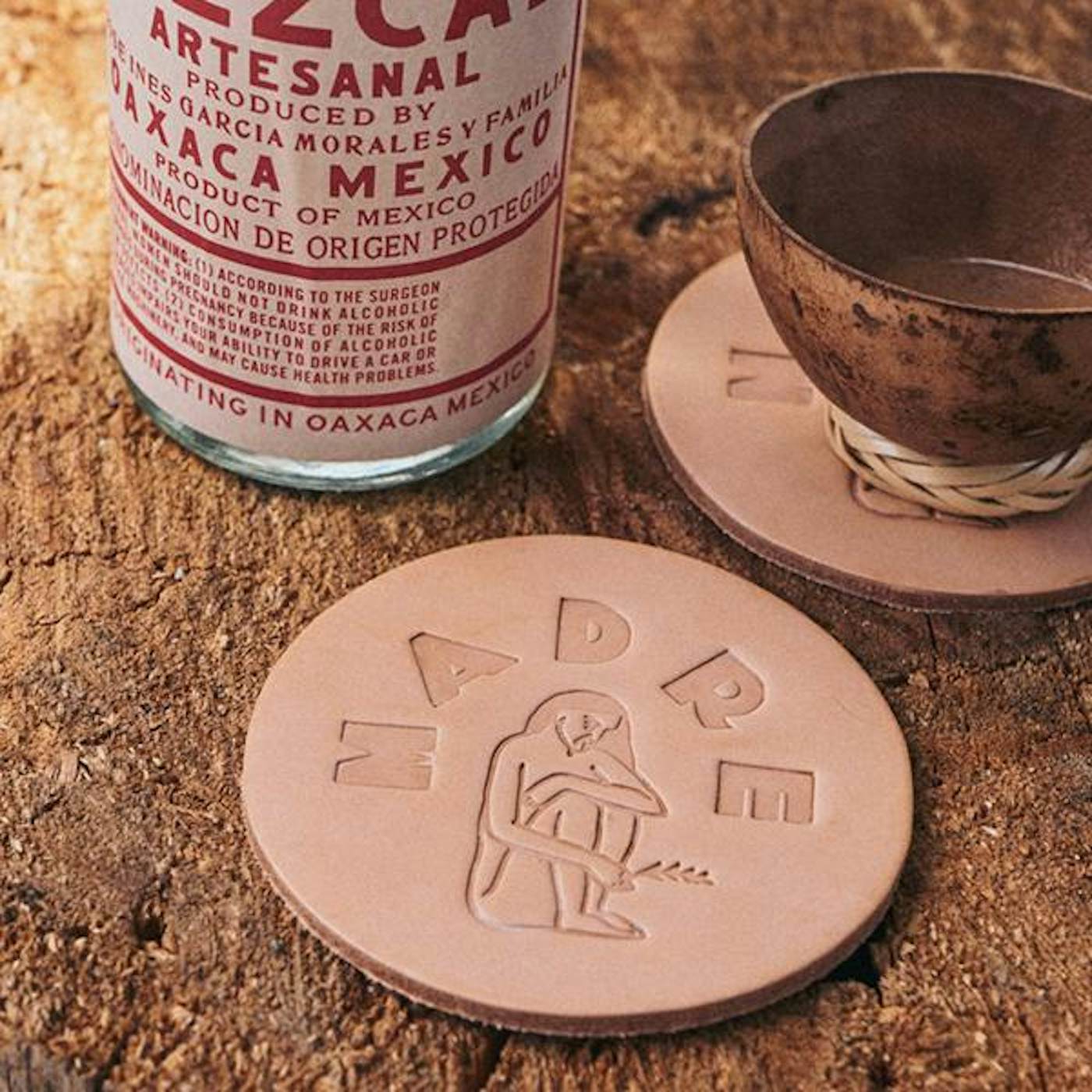 Madre Mezcal Madre Natural Leather Coasters