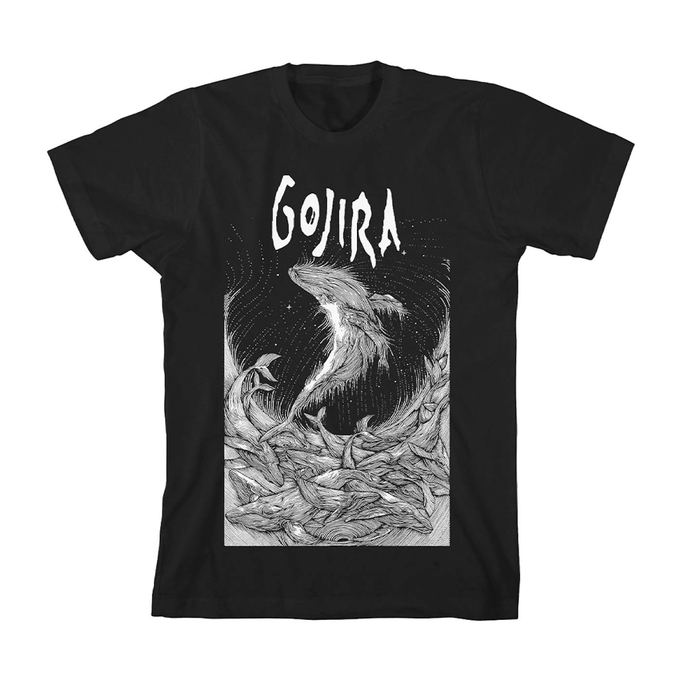 Gojira Wood Block Whales T-Shirt