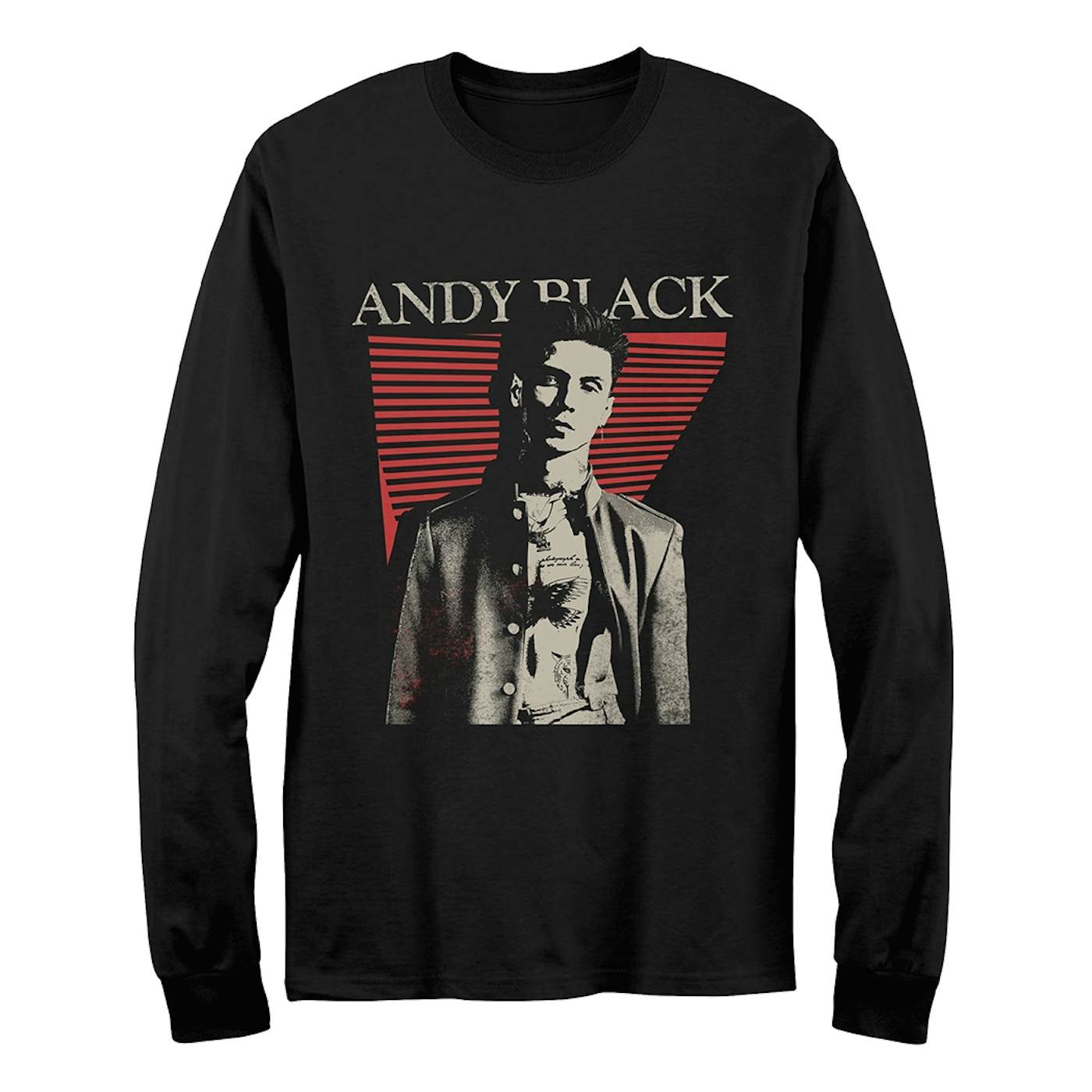 Andy Black Red Stripe Long Sleeve T-Shirt