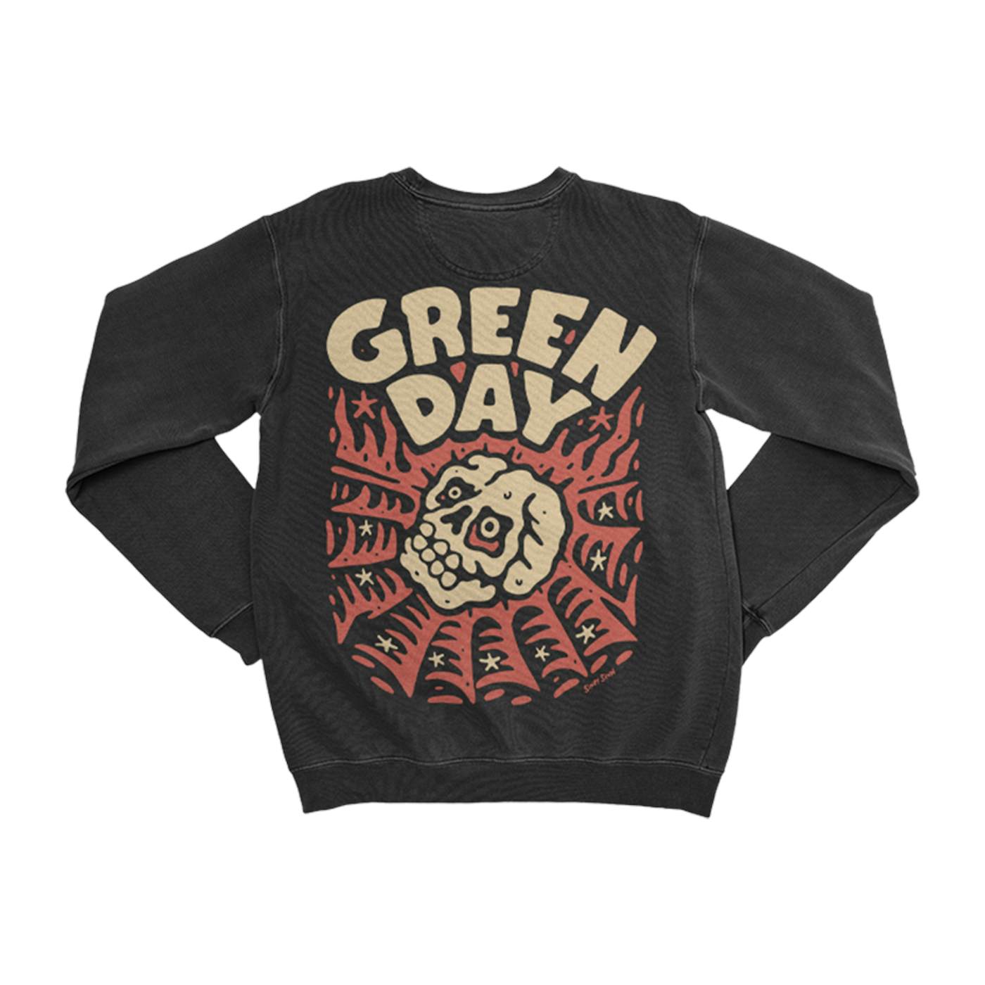 Green Day Skull Spider Crewneck
