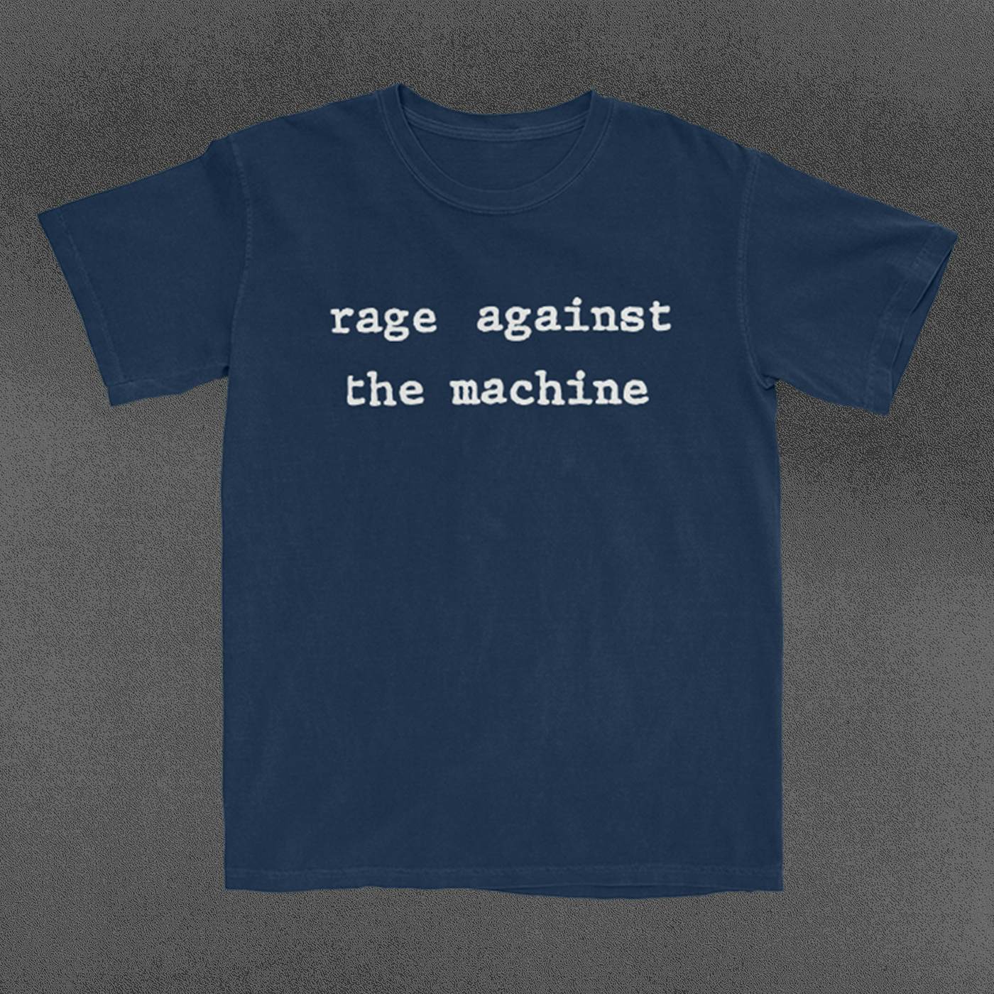 Rage Against The Machine Typewriter Font Navy T-Shirt
