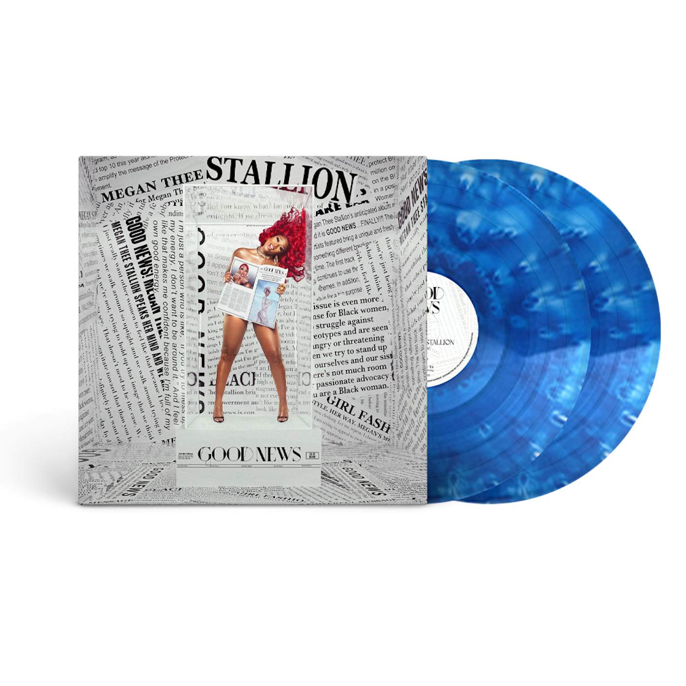 Megan Thee Stallion Good News Blue & White Swirl 2LP Vinyl