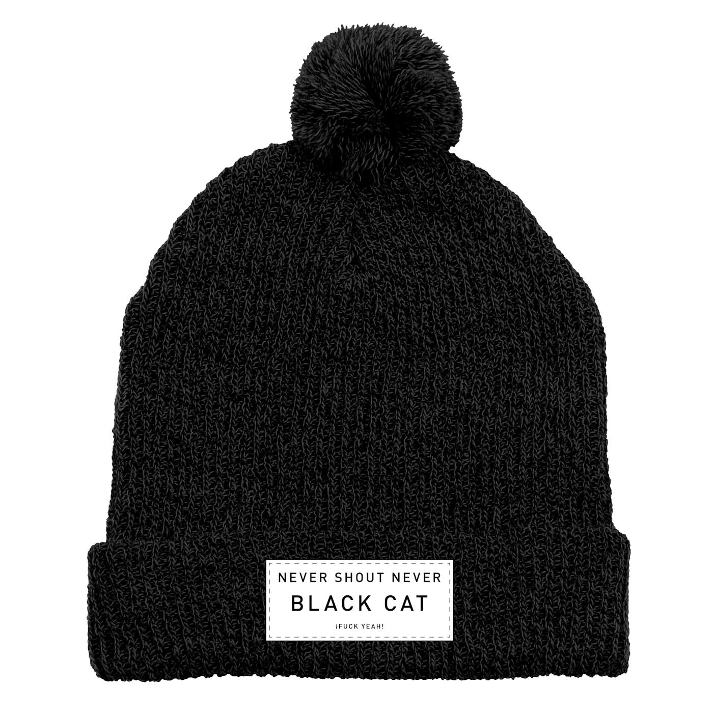 Never Shout Never Black Cat F Yeah Label Pom Beanie