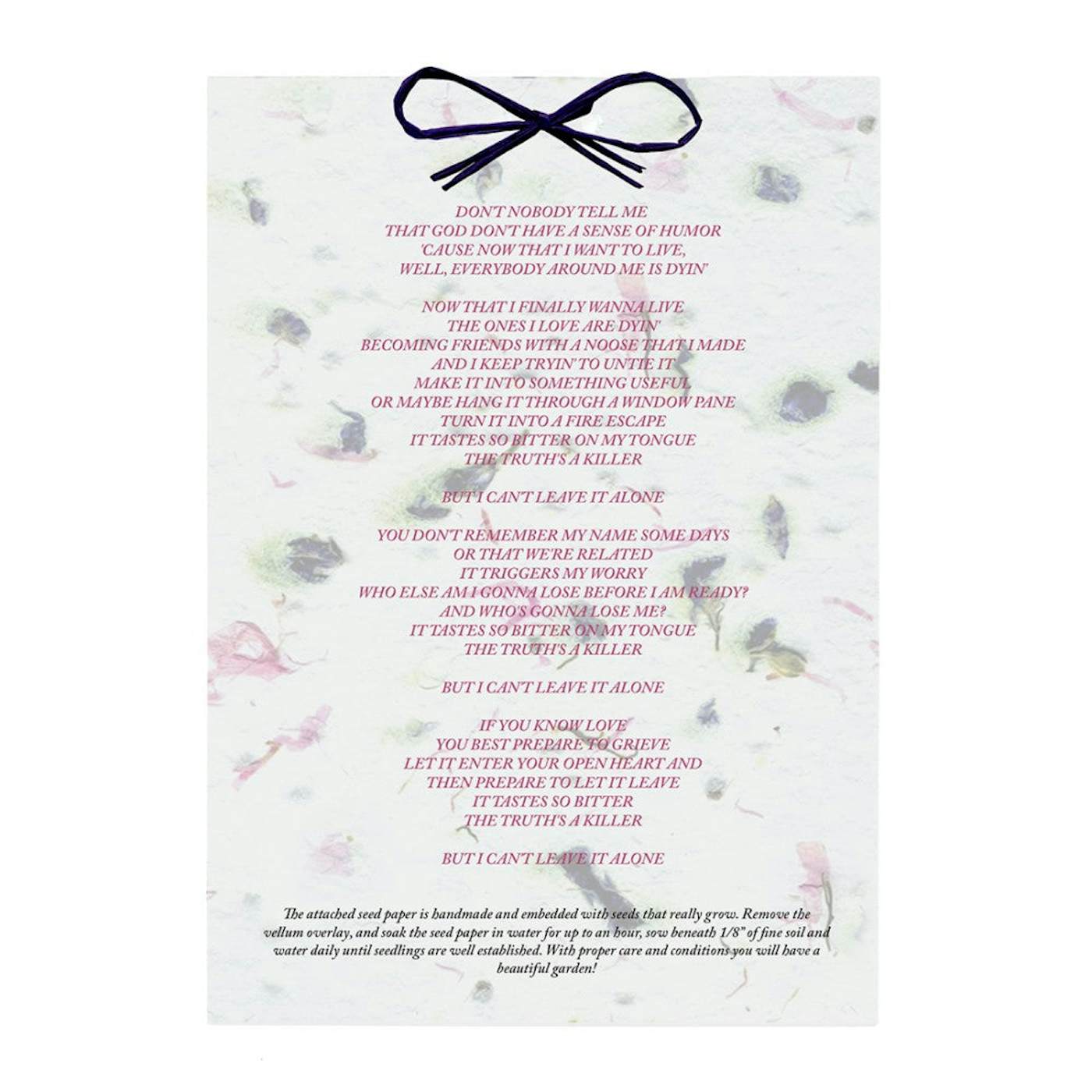 Hayley Williams Seed Paper Lyric Sheet
