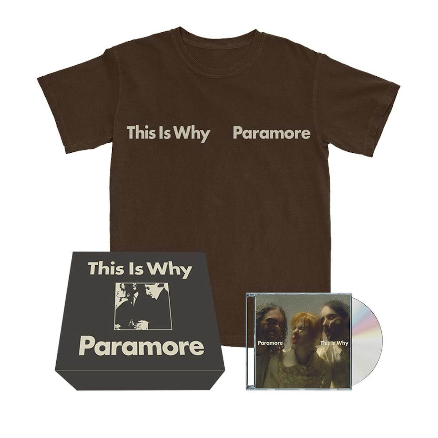 Paramore This Is Why Brown T-Shirt, CD Boxset