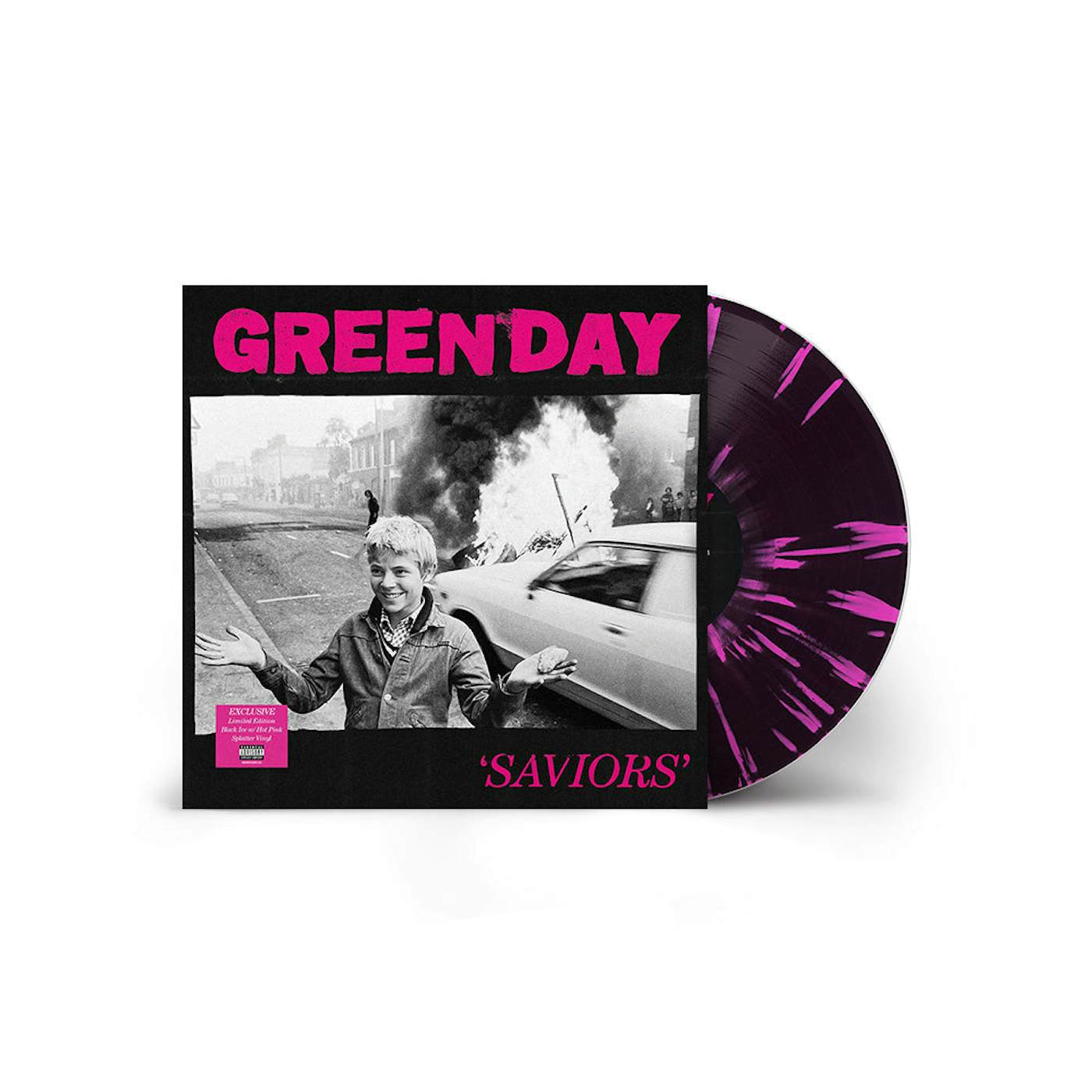 Green Day SAVIORS Lt Ed Store Exclusive Black Ice w Hot Pink Splatter Vinyl LP