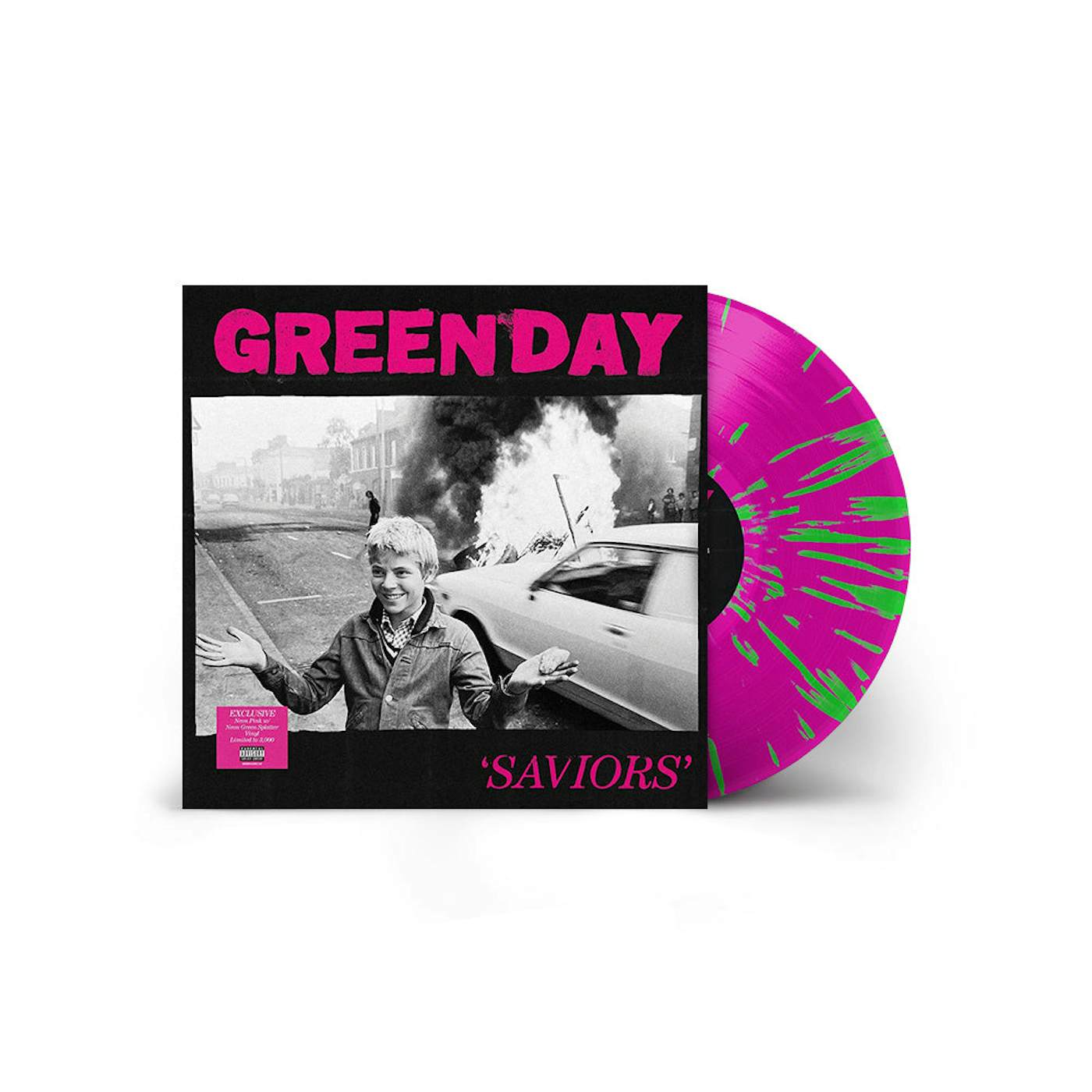 Green Day SAVIORS Lt Ed Store Exclusive Neon Pink w Neon Green Splatter Vinyl LP