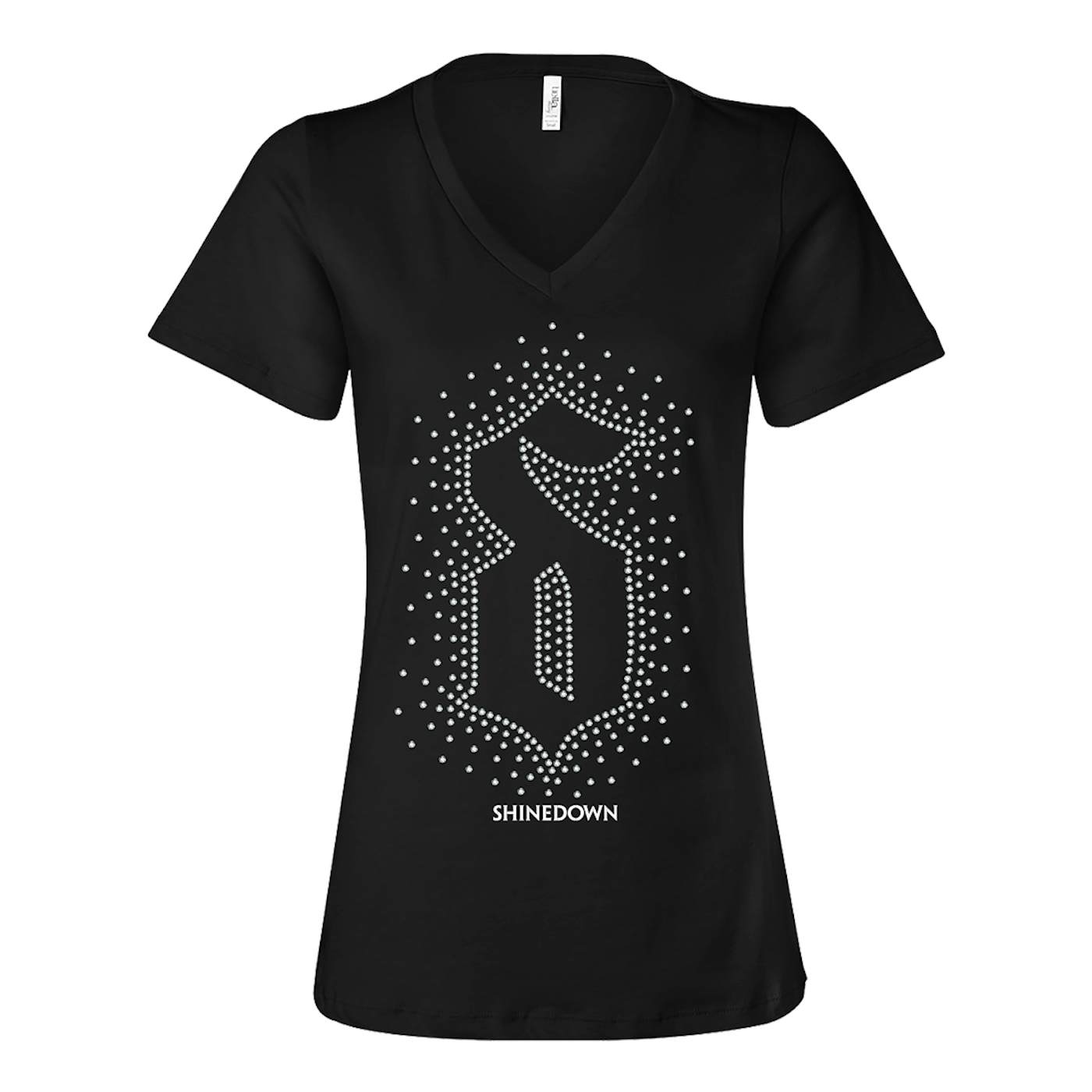 Shinedown Rhinestone V-neck Women's Logo T-shirt