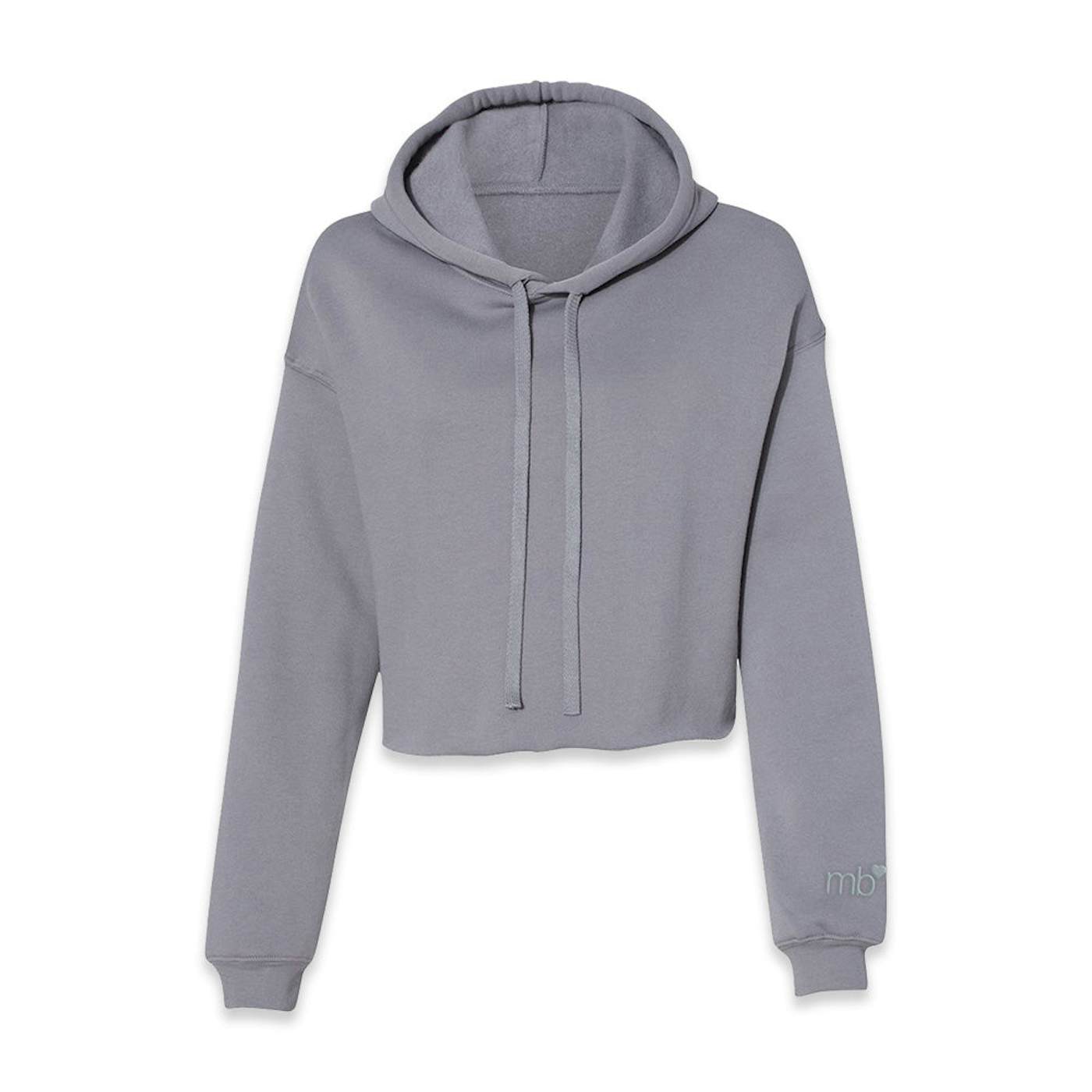 Michael Bublé MB Heart Logo Embroidered Cropped Gray Hoodie