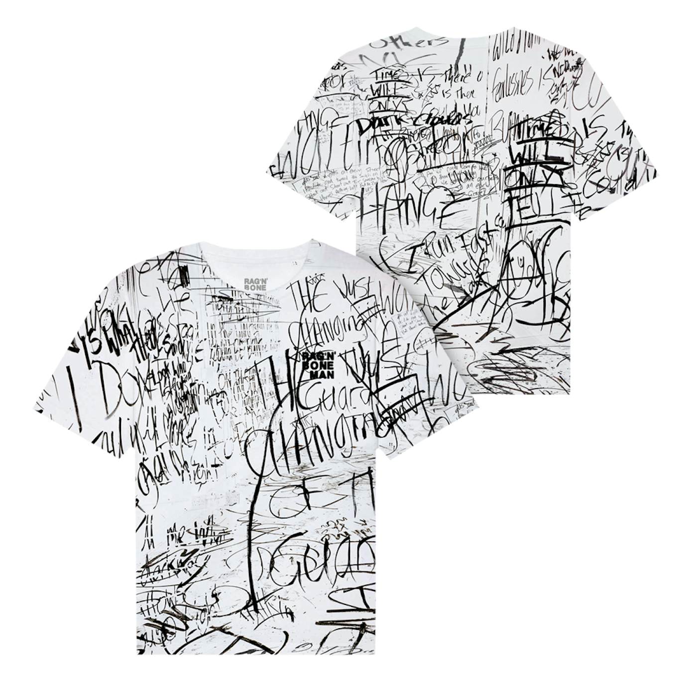 Rag'n'Bone Man All Over Lyric Print White T-Shirt