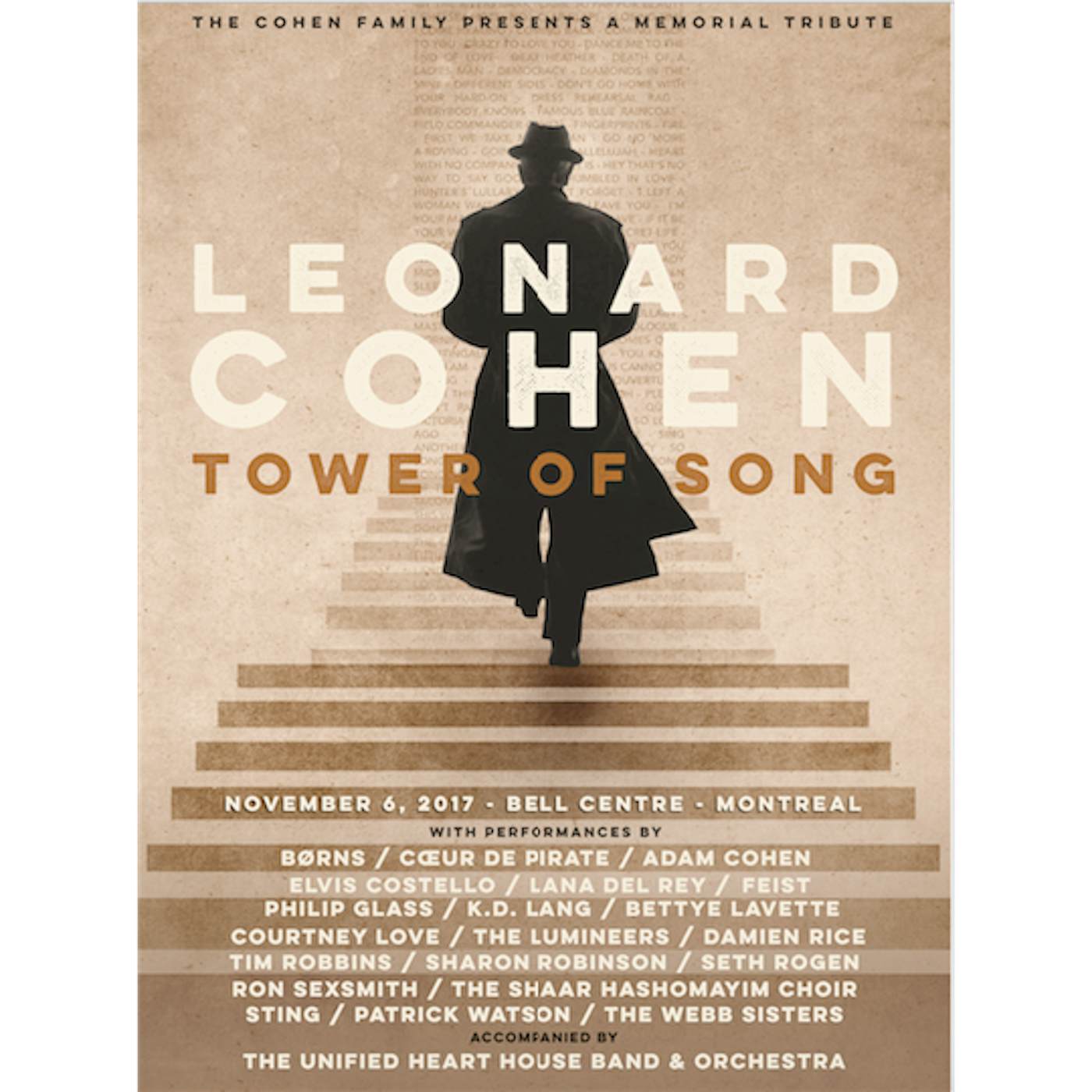 Leonard Cohen MONTREAL EVENT LITHO POSTER (18"X24")