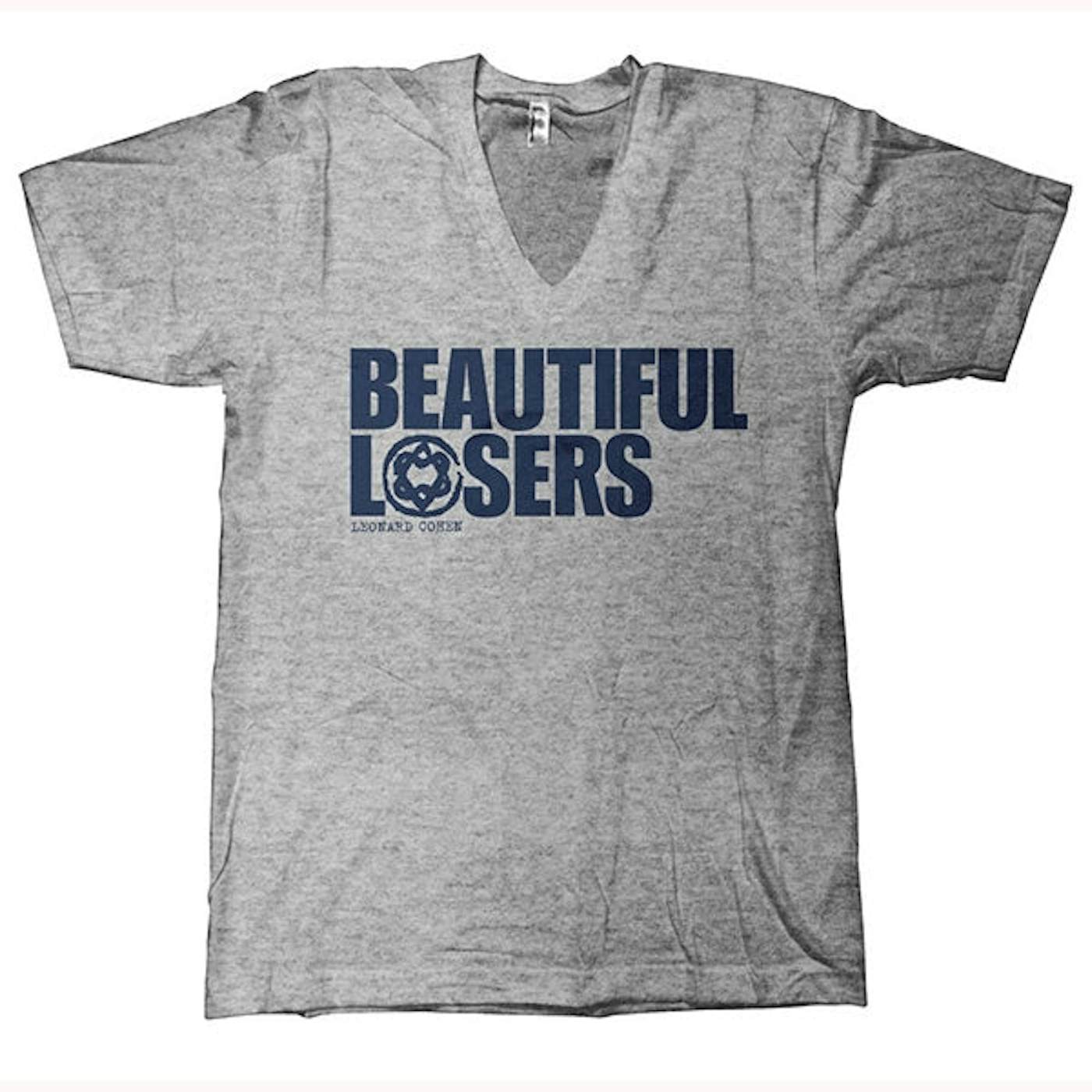 Leonard Cohen Grey Beautiful Losers V-Neck T-Shirt