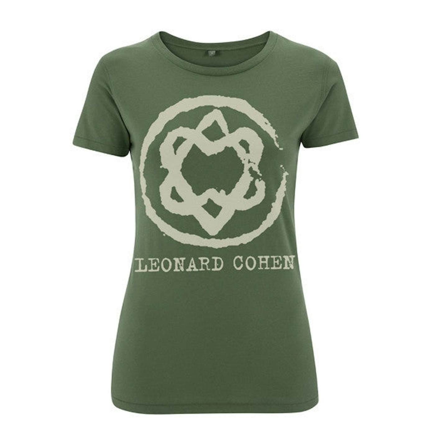 Leonard Cohen Military Green Unified Heart Ladies Slim Fit T-Shirt