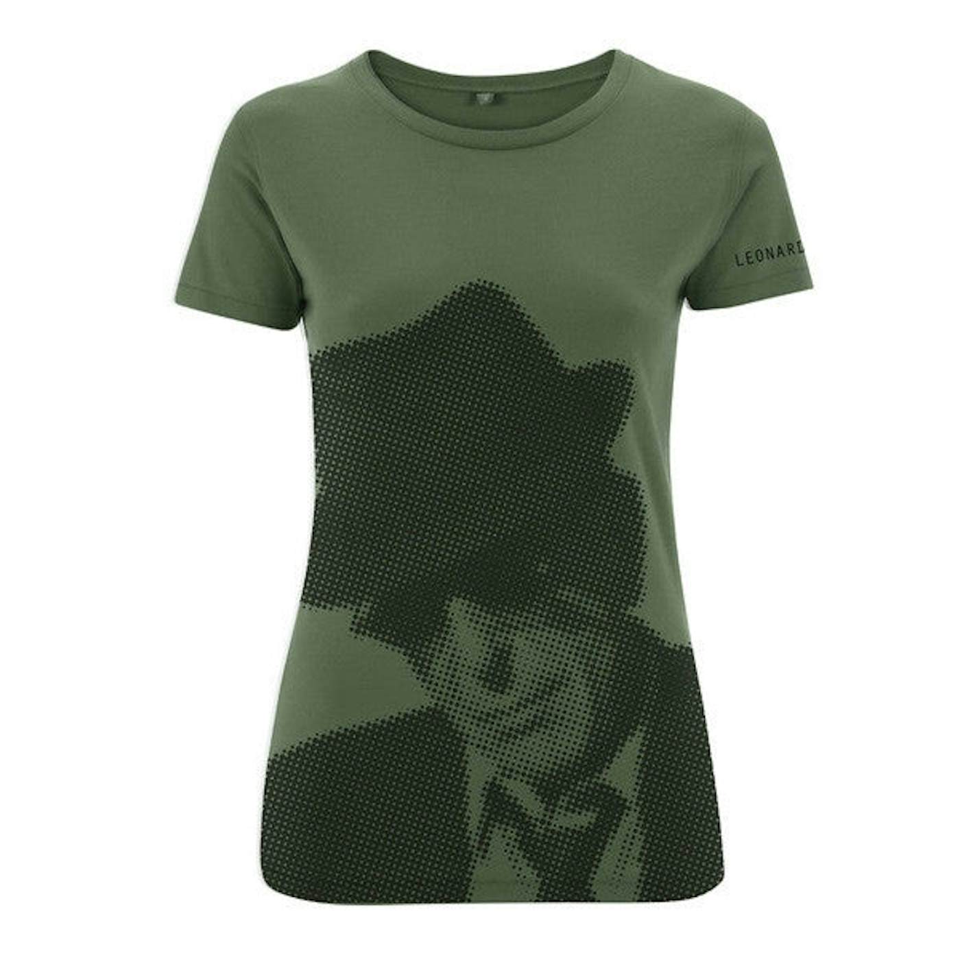 Leonard Cohen Military Green Halftone Ladies Slim Fit T-Shirt