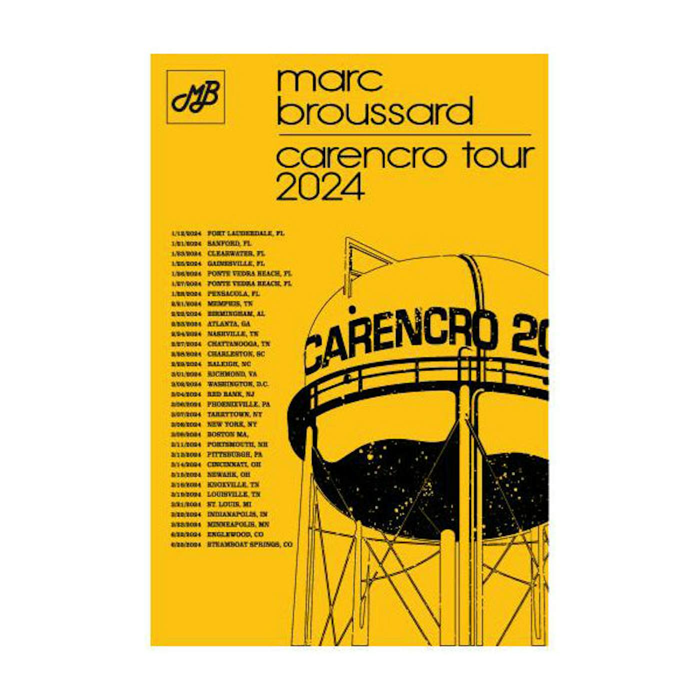 Marc Broussard - 2024 Carencro Tour Poster