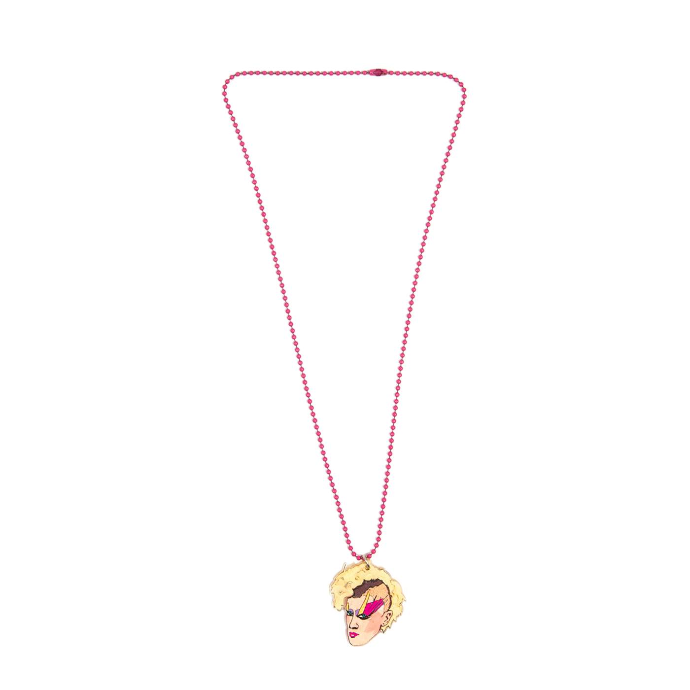 Peaches Acrylic Necklace With Pink Chain By Leroy's Place