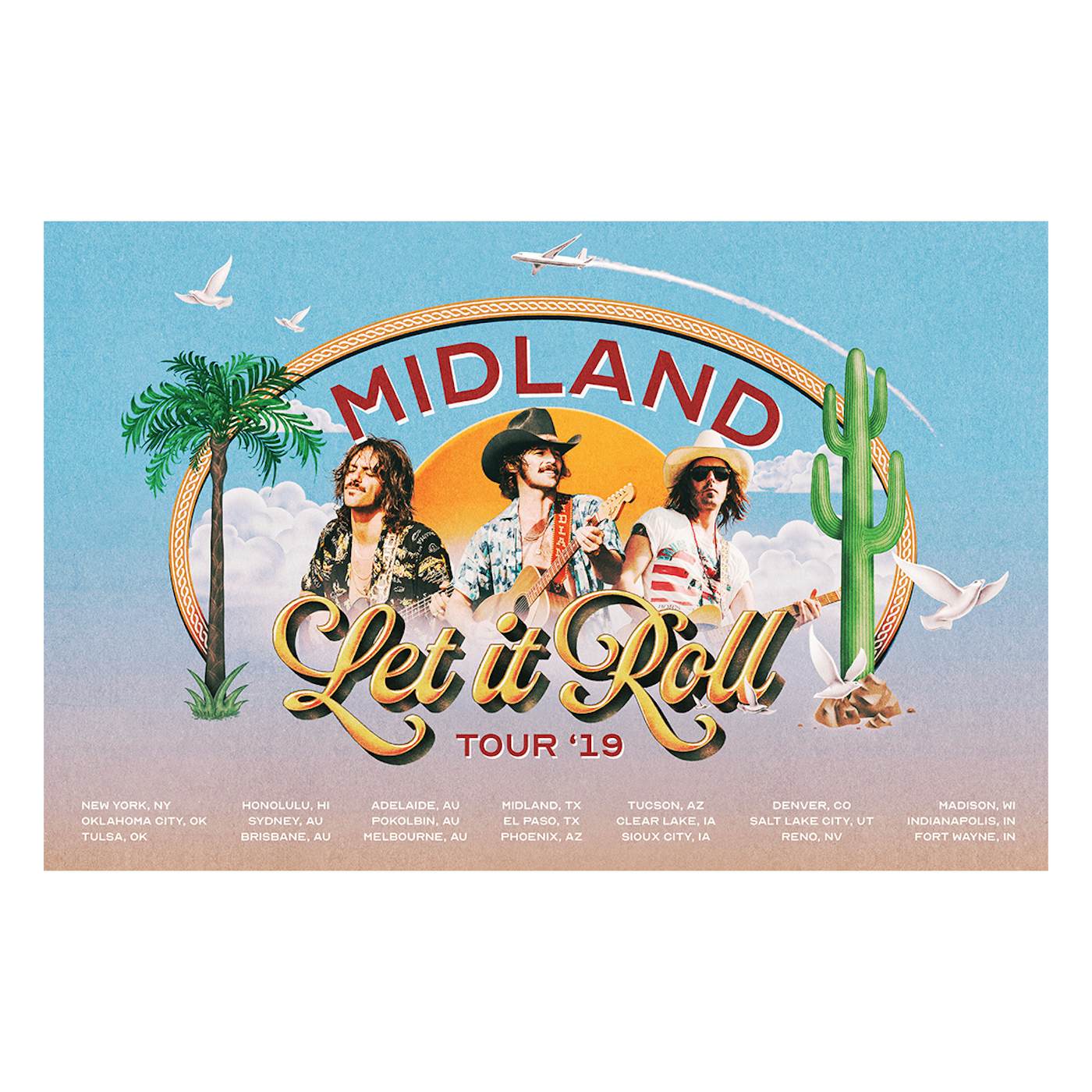 Midland Let It Roll 2019 Tour Lithograph