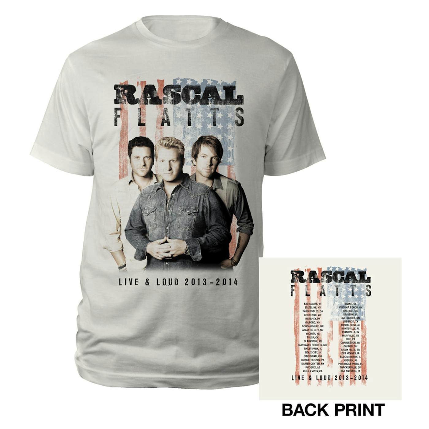 Rascal Flatts Live & Loud Natrual Flag T-Shirt
