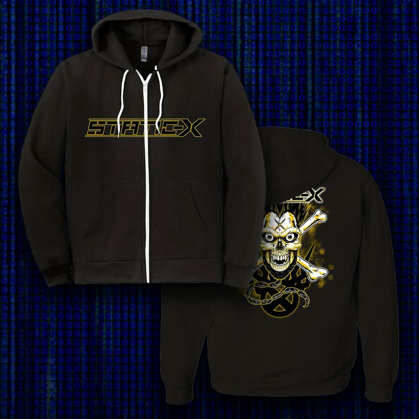 Static-X Yellow Skull Zip-Up Hoodies