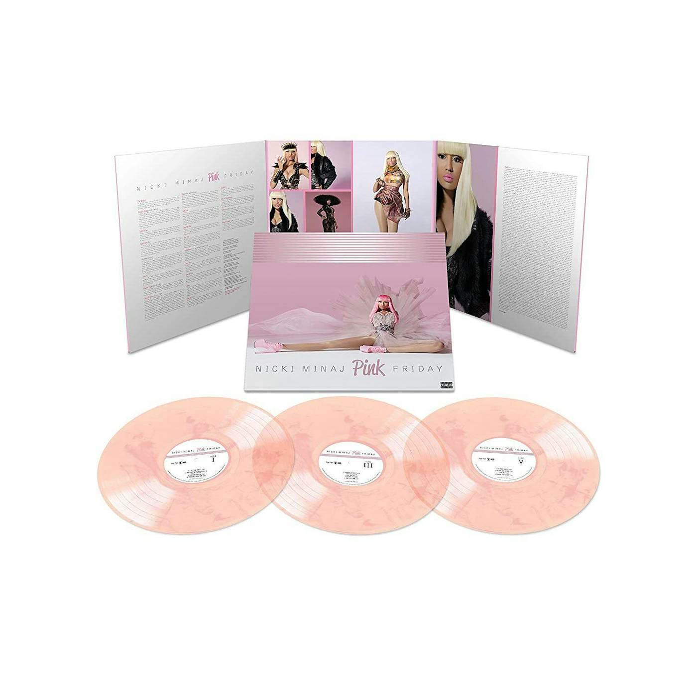 Nicki Minaj Pink Friday (10th Anniversary/Deluxe/Pink/White Swirl/3LP) (Explicit Content) Vinyl Record