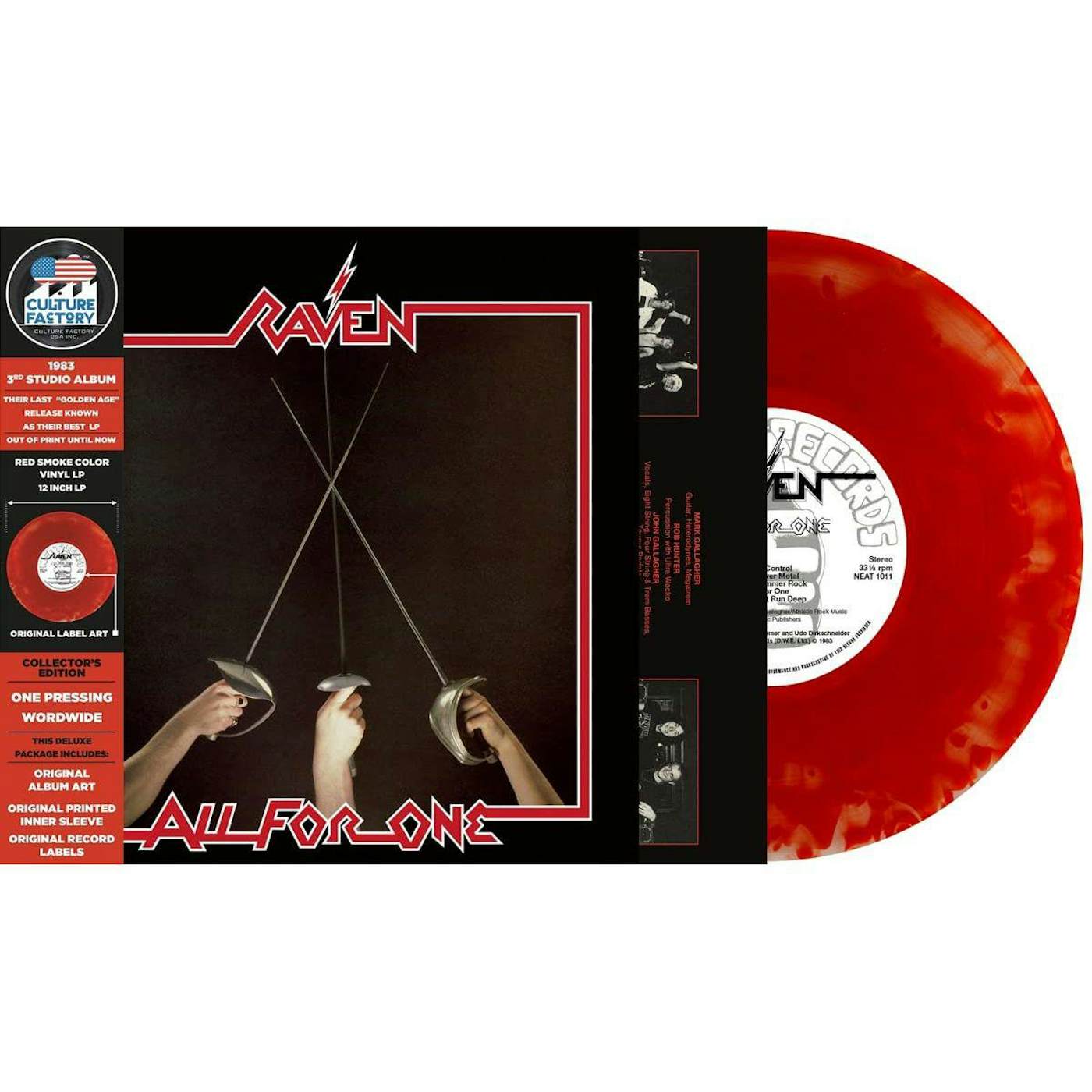 Raven ALL FOR ONE (RED SMOKE VINYL) Vinyl Record