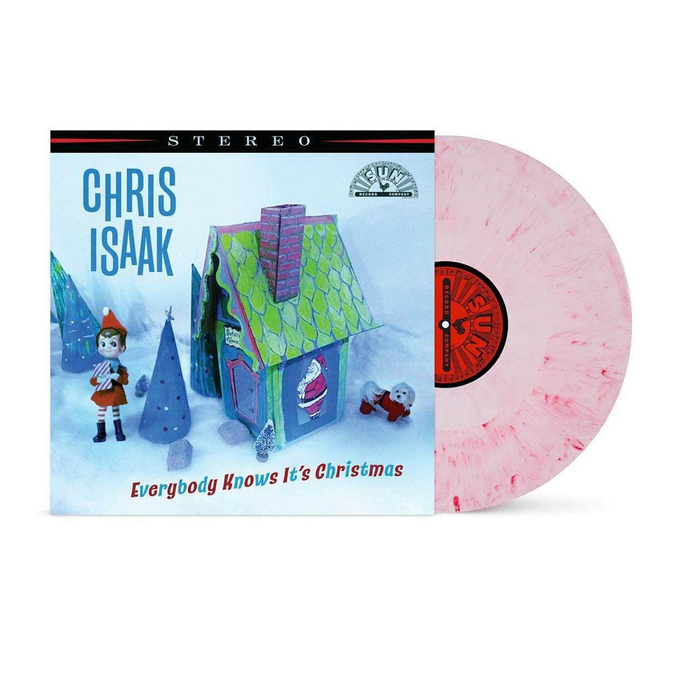 Chris Isaak Everybody Knows It's Christmas (Candy Floss Colored) Vinyl Record