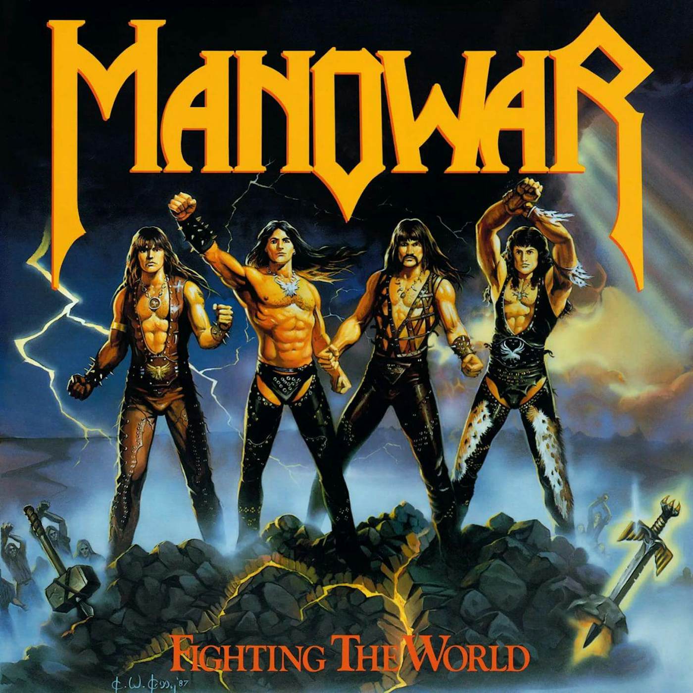 Manowar FIGHTING THE WORLD (LIMITED/YELLOW FLAMED VINY/180G) Vinyl Record