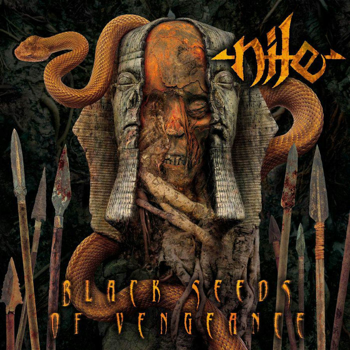 Nile Black Seeds of Vengence (Orange Crush W/ Heavy Black, Silver Splatter) Vinyl Record