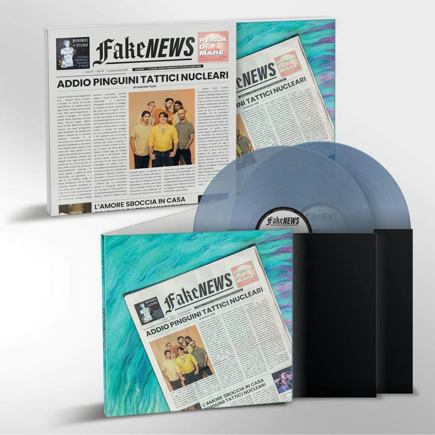 Pinguini Tattici Nucleari Fake News -  2 LP Azzurro Trasparente (Scioglimento) Vinyl Record