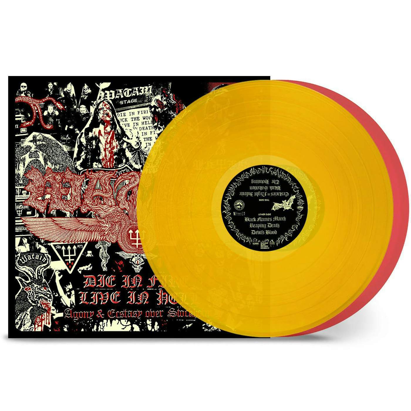 Watain Die In Fire - Live In Hell (Red/Yellow Vinyl/2LP) Vinyl Record