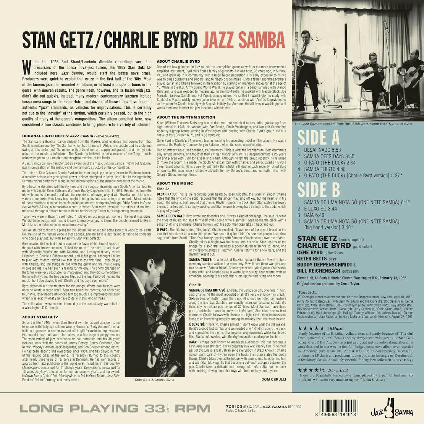 Stan Getz & Charlie Byrd Jazz Samba (Limited Edition) Vinyl Record
