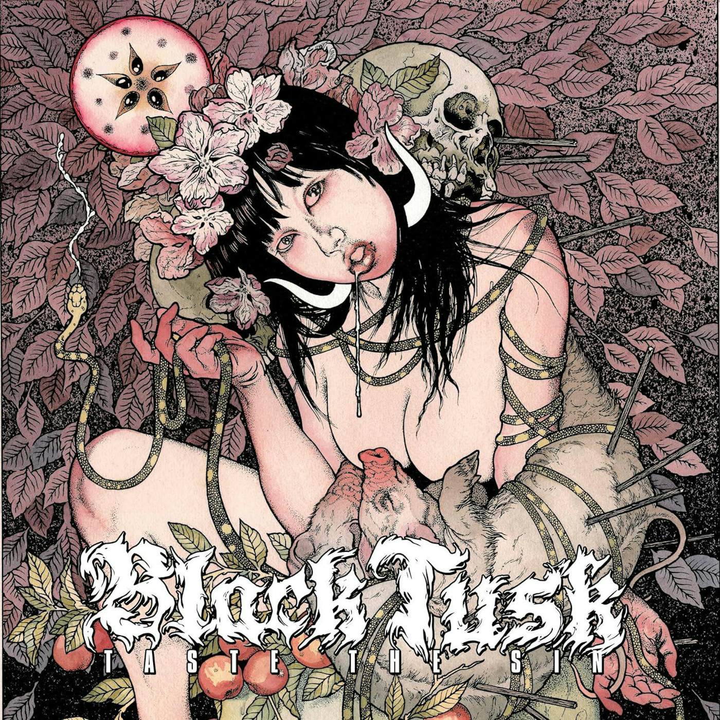 Black Tusk TASTE THE SIN (BABY PINK & VIOLET MERGE WITH WHITE & BONE WHITE SPLATTER VINYL) Vinyl Record