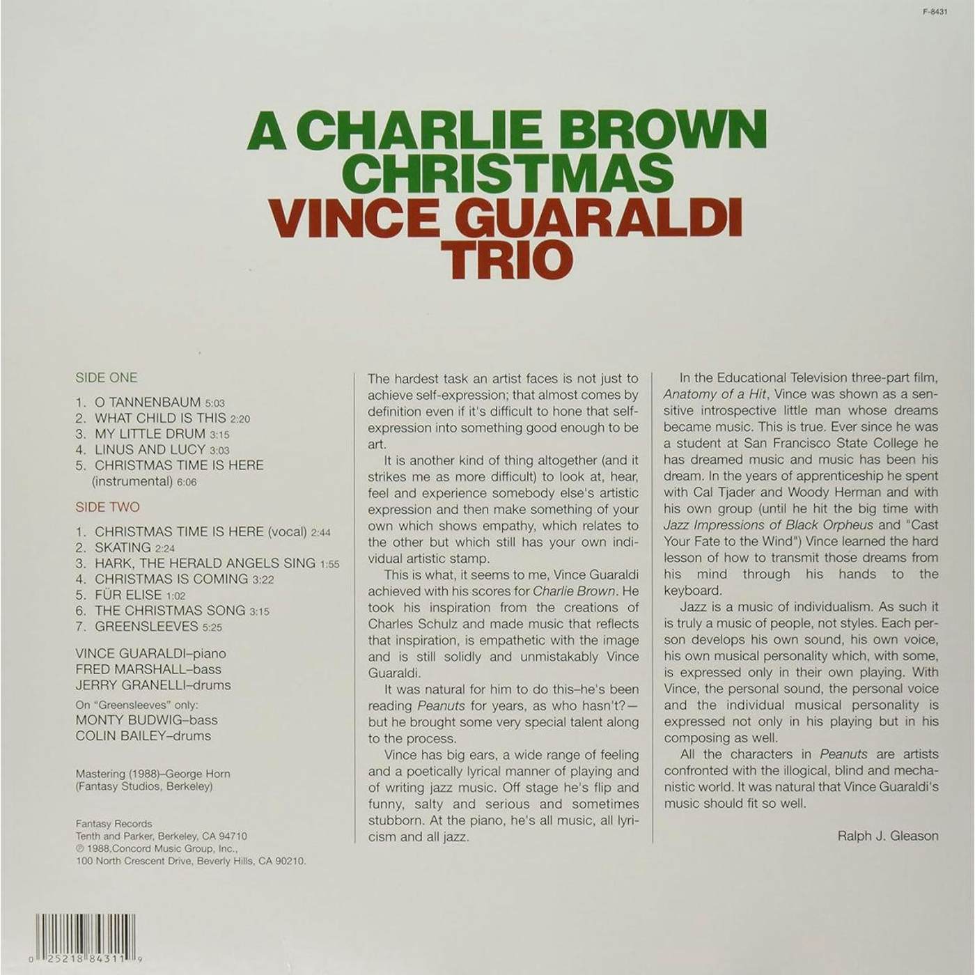 Vince Guaraldi A Charlie Brown Christmas (Green) Vinyl Record