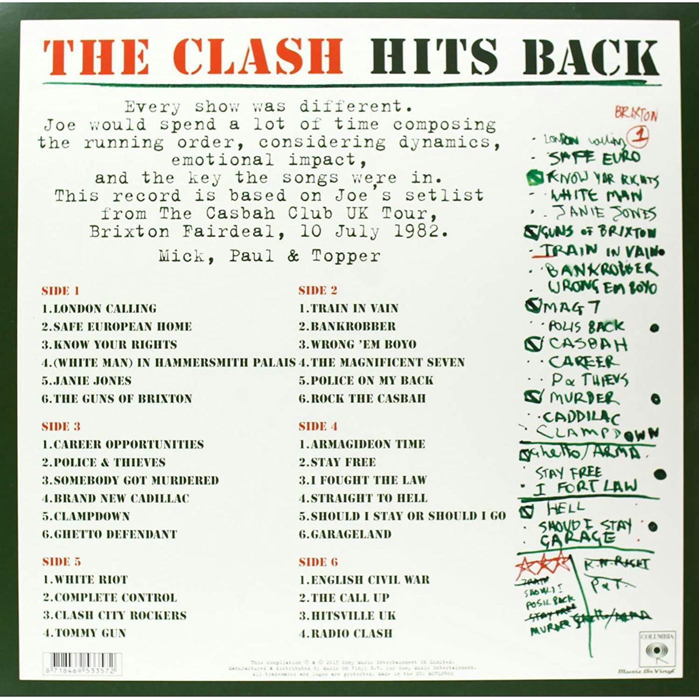 The Clash Hits Back (3LP) Vinyl Record