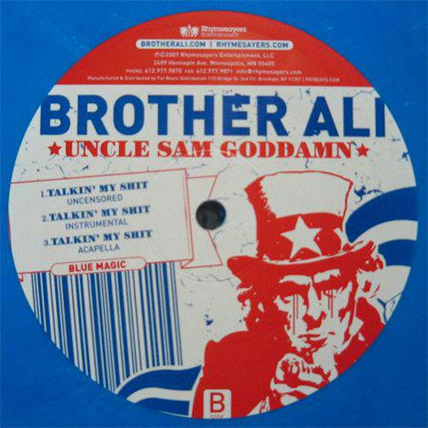 Brother Ali UNCLE SAM GODAMN  (FRA) Vinyl Record - Blue Vinyl