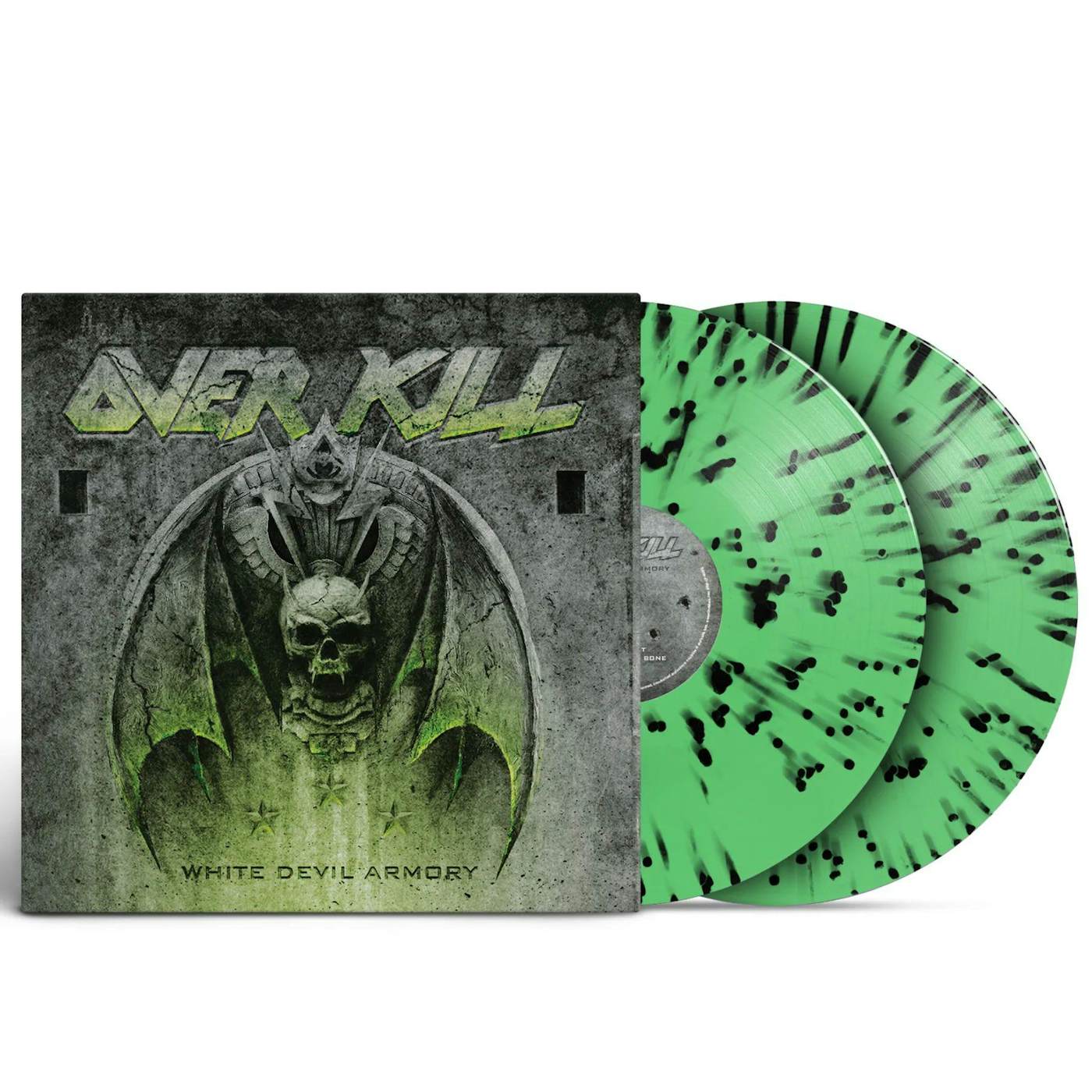 Overkill White Devil Armory - Neon Green w/Black Splatter Vinyl Record