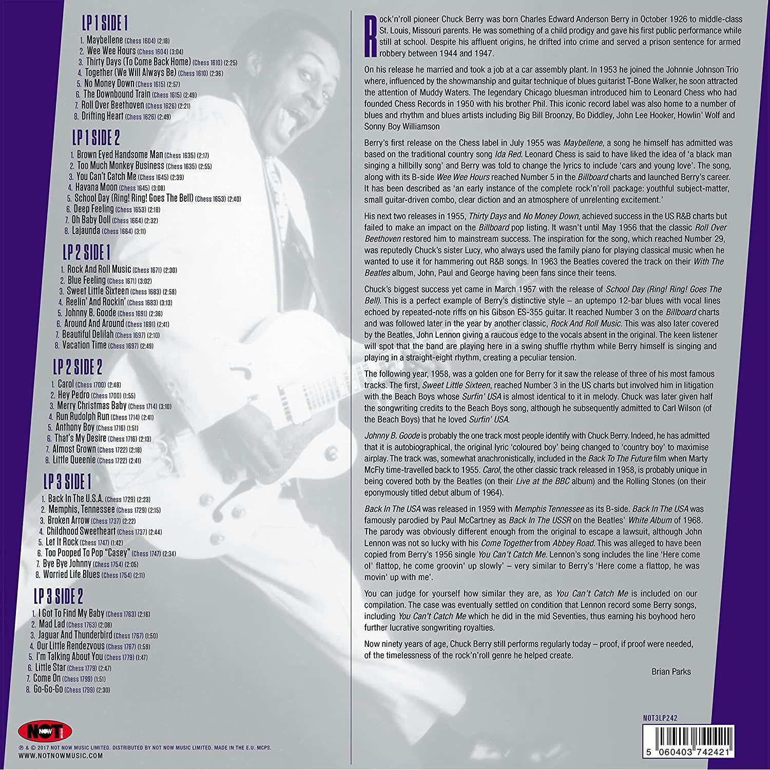 Chuck Berry The Singles Collection 3LP Set on White Vinyl